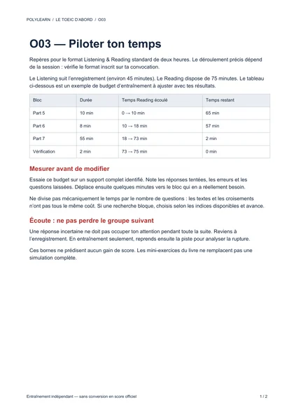 Première page — Chrono-guide